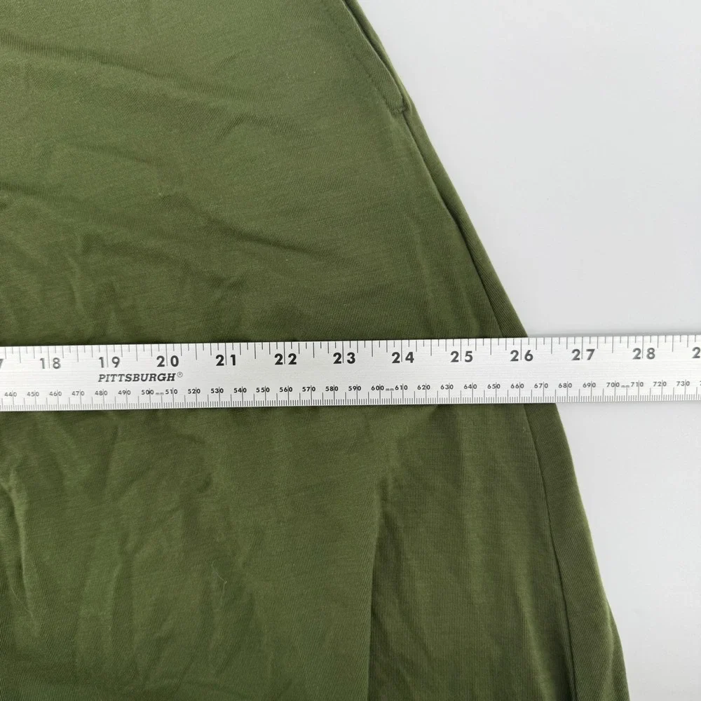American Giant Olive Green Flex Fit & Flare Midi Dress Womens Size M USA Made - Picture 11 of 12